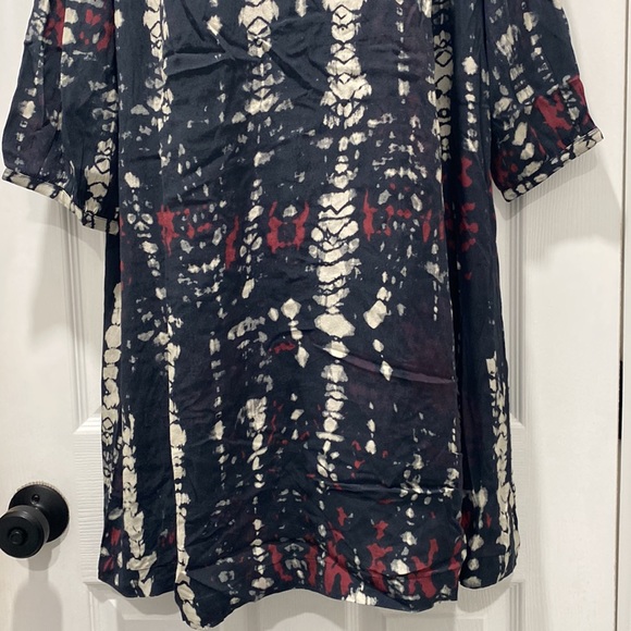 ba&sh Ilda Tye Dye Dress Navy with Red trim adorable style roomy fit - Picture 4 of 13